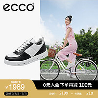 爱步（ECCO）板鞋女 夏季软面休闲鞋舒适运动女鞋 街头720系列209713 黑色白色20971350669 39