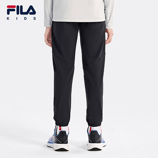 FILA【灵动裤】斐乐儿童2024秋男大童凉感运动长裤 深黑-BK 130cm