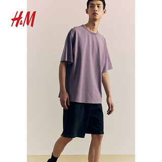 H&M2024夏季男装宽松版型短卫裤1244900 黑色 165/72