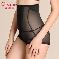 欧迪芬（Ordifen）高腰塑身裤舒适透气蕾丝收腹提臀美体高腰三角裤塑身 黑色 L(165/95)