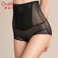 欧迪芬（Ordifen）高腰塑身裤舒适透气蕾丝收腹提臀美体高腰三角裤塑身 黑色 XL(170/100)
