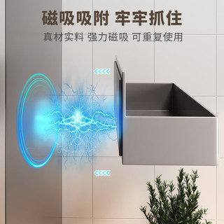 多朋洞洞板置物架多功能配件免打孔厨房磁吸刀架调味料挂钩纸巾抹布架 【枪灰磁吸】抹布架