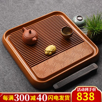锦格电木茶盘德国32支高密度家用茶盘大号电胶木茶台干泡托盘茶托正方 四方黄料茶盘（复古窗花）50cm