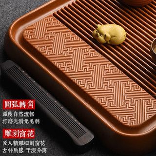锦格电木茶盘德国32支高密度家用茶盘大号电胶木茶台干泡托盘茶托正方 四方黄料茶盘（复古窗花）50cm