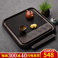 锦格电木茶盘德国32支高密度家用茶盘大号电胶木茶台干泡托盘茶托正方 四方咖啡料茶盘（复古窗花）40cm