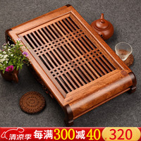 从简花梨木抽屉式家用实木大号茶台功夫茶具蓄水简约托盘 
