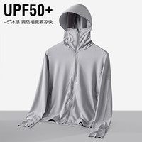 Simboo防晒衣男女户外钓鱼防晒服夏季冰丝防紫外线轻薄皮肤风衣防晒服 7009银灰男（帽檐不可拆） L