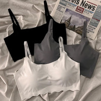 怡淑涵冰丝内衣无痕少女吊带运动无钢圈文胸初中高中生学生聚拢小背心