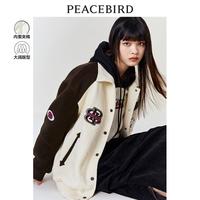 拼接棒球外套女秋冬加棉加厚棒球服美式复古