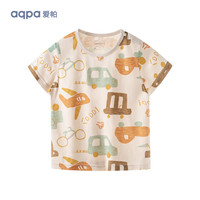 aqpa儿童短袖T恤纯棉上衣春夏宝宝衣服内搭打底萌 碰碰车 110cm
