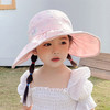 斯普琳儿童防晒帽女宝宝夏天空顶遮阳帽可爱可折叠凉帽大沿太阳帽子女童 浅粉色