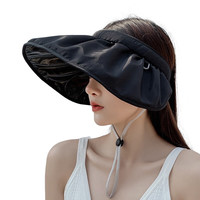 云见森知 贝壳帽子女士夏天户外遮阳帽韩版潮发箍太阳帽大檐百搭防晒帽 黑色