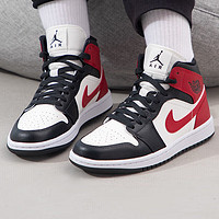NIKE 耐克 女鞋2024春季新款Air Jordan 1 Mid AJ1黑红复古中帮篮球鞋BQ6472 BQ6472-160 36