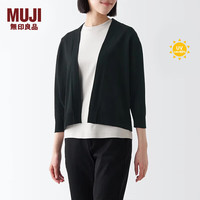 無印良品 MUJI（無印良品 ）女式 防紫外线性能强捻短开衫防晒外套防晒衣防晒服纯棉全棉 浅银灰色 XS