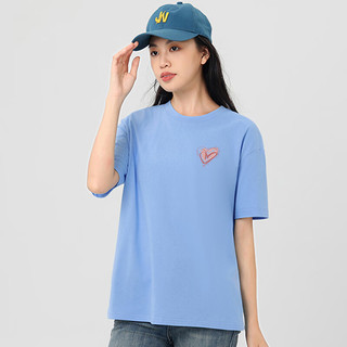 真维斯女装 2024秋季针织上衣 纯棉印花休闲爱心舒适上衣XC 桔粉8351 170/88A/S
