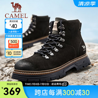 骆驼（CAMEL）2024秋冬户外马丁靴复古反绒高帮厚底工装靴雪地休闲男鞋 G14W076604 深咖 41