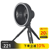 奈特科尔（NITECORE）NEF10 多用途户外便携手持桌面电风扇露营小台扇随身补光灯充电宝 灰色