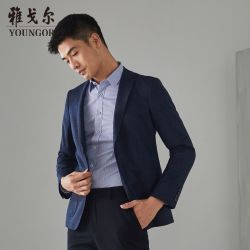百亿补贴youngor雅戈尔西服秋冬新款男士商务休闲修身羊毛藏青西装