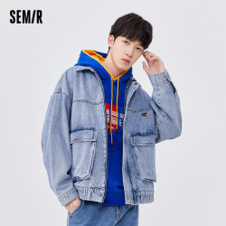 semir森马牛仔外套男经典复古港风早春oversize男生纯棉上装潮新款