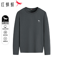红蜻蜓 长袖T恤男圆领纯棉印花百搭舒适男上衣打底衫 灰色（一件） XL  XL（125-140斤）