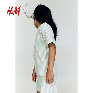 H&M2024夏季童装男童2件式毛圈布套装1241000 黄色/条纹 100/56