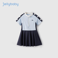 JELLYBABY【2024夏季】女大童连体泳装幼童速干夏装游泳衣儿童短袖泳衣 蓝色 150CM