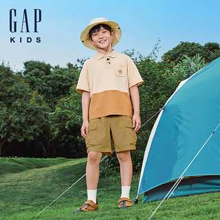 Gap 盖璞 男童2024夏季新款洋气撞色运动polo衫儿童装翻领短袖T恤466215