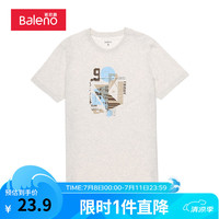 班尼路T恤男日系潮流印花休闲圆领少年短袖上衣 21E S