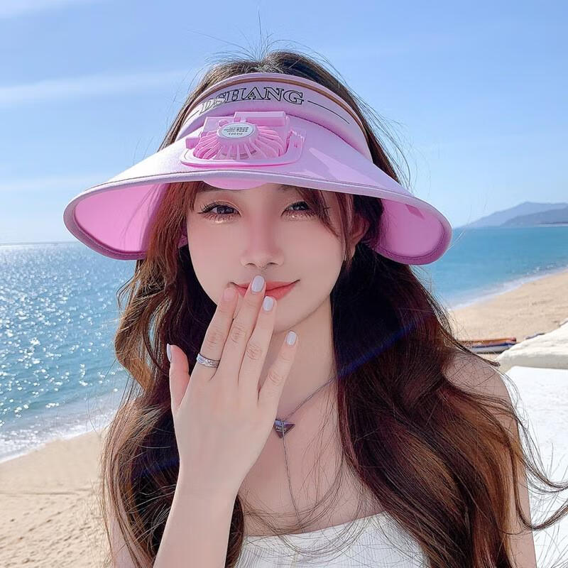 念美芳带小风扇的帽子女夏季2024成人可充电带风扇帽子空顶女夏季款 8197纯色【紫色】* 均码