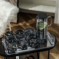 古莜玻璃杯 水具套装杯具套装简约现代家用水杯凉水壶套装 扭扭杯水具套装【1壶6杯-灰色】