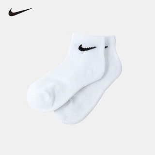 NIKE 耐克男女童短袜3双装2024春秋儿童袜子小童 纯白色 5/7(18-20cm)