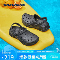 斯凯奇（Skechers）泡泡鞋女鞋两穿洞洞鞋夏一脚蹬111385 全黑色/BBK 35 