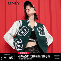 ONLY春季新款休闲百搭学院风印花拼接棒球服外套女|122436026