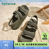热风 hotwind男鞋运动凉鞋夏季沙滩鞋平底时尚百搭凉鞋厚底舒适户外露趾凉鞋 07绿色 43 偏小一码