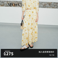 MO&Co.2024夏度假风黄底雏菊印花低腰长款半身裙MBD2SKTT51 黄底混合印花 M/165