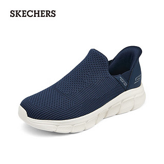 斯凯奇（Skechers）闪穿鞋slip ins春夏款男鞋网面一脚蹬舒适健步鞋118306 海军蓝色/NVY 40