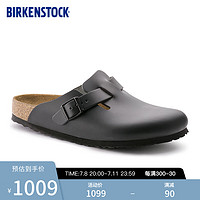 BIRKENSTOCK勃肯牛皮革款包头拖鞋软木拖鞋外穿Boston系列 黑色-窄版0060193 38