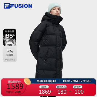 FILA 斐乐 FUSION 斐乐潮牌女士长款羽绒服2023冬时尚保暖连帽外套