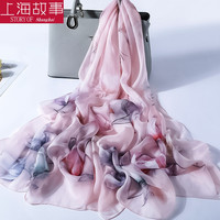 达芬奇密码 丝巾女士真丝围巾春秋披肩桑蚕丝纱巾丝绸沙滩 芳亭幽兰