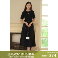 独束大码女装冰爽触感·假两件针梭拼连衣裙2024年微胖mm夏季 酷帅黑 4