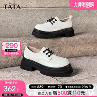 他她(TATA)厚底小皮鞋女鞋乐福鞋复古英伦风单鞋2024春新款W7N03AM4 米白 36
