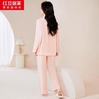 红豆居家女式莫代尔梭织长袖春秋开衫家居服睡衣套装
