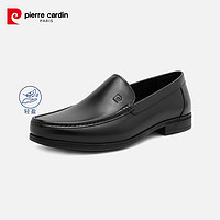 皮尔卡丹（pierre cardin）男鞋夏季超轻真皮懒人一脚蹬开车鞋套脚透气防滑头层皮商务乐福鞋 黑色 37