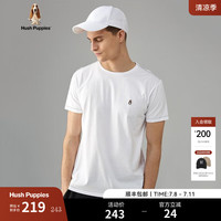 Hush Puppies暇步士男装夏季纯色全棉无忧搭圆领短袖T恤 白色-019 XXL