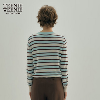 Teenie Weenie小熊2024年早秋新款轻薄条纹套头毛衣