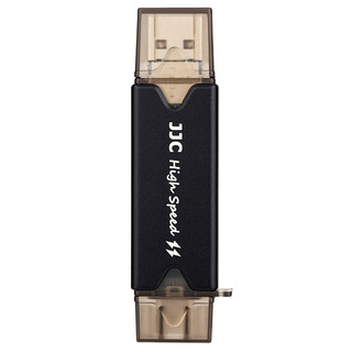 JJC USB3.0读卡器 多合一多功能高速 SD/TF卡 行车记录仪电脑相机手机苹果15 Type-C口 支持OTG功能 标准黑 Type-C+USB+Micro B口