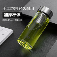 万象玻璃杯单层加厚带盖办公茶杯男款喝茶大容量家用耐高温水杯子