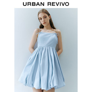 URBAN REVIVO 女士甜美少女感蓬蓬裙摆吊带连衣裙 UWU740080 粉蓝 S