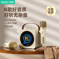 索爱（soaiy）话筒音响一体自带声卡k歌麦克风家庭ktv音响套装无线蓝牙音箱唱歌一体式儿童卡拉OK设备SK15白