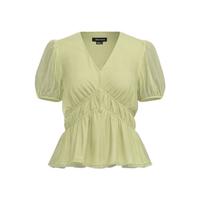 URBAN REVIVO 女装轻熟风气质V领泡泡袖罩衫衬衫 UWM240006 米黄 XL